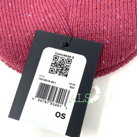 💖MEGA SALE💖Converse ! Speckled Cuffed Womens Beanie Hat Wine 10018019-A01 - Picture 5 of 6